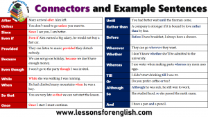 Connectors And Example Sentences In English - Lessons For English