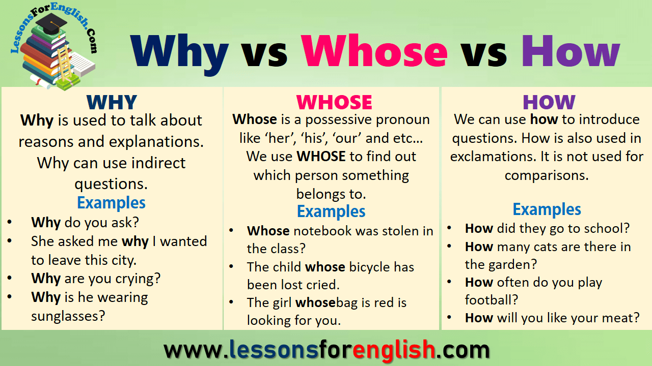 Why vs Whose vs How in English