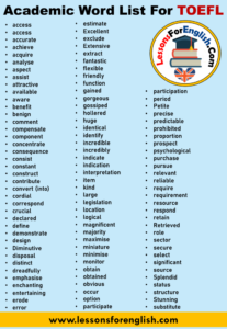 Academic Word List For TOEFL - Lessons For English