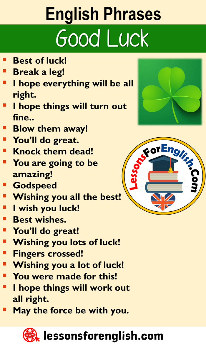 Different ways to say good luck, English Phrases - Good Luck