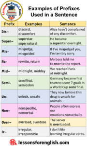 Examples of Prefixes Used in a Sentence in English - Lessons For English