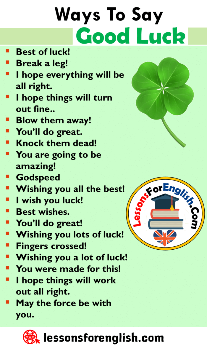 English Other Ways To Say Good Luck, English Phrases Examples