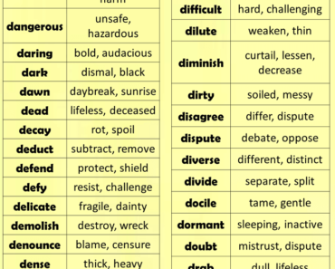 English Synonym Words Starting With D