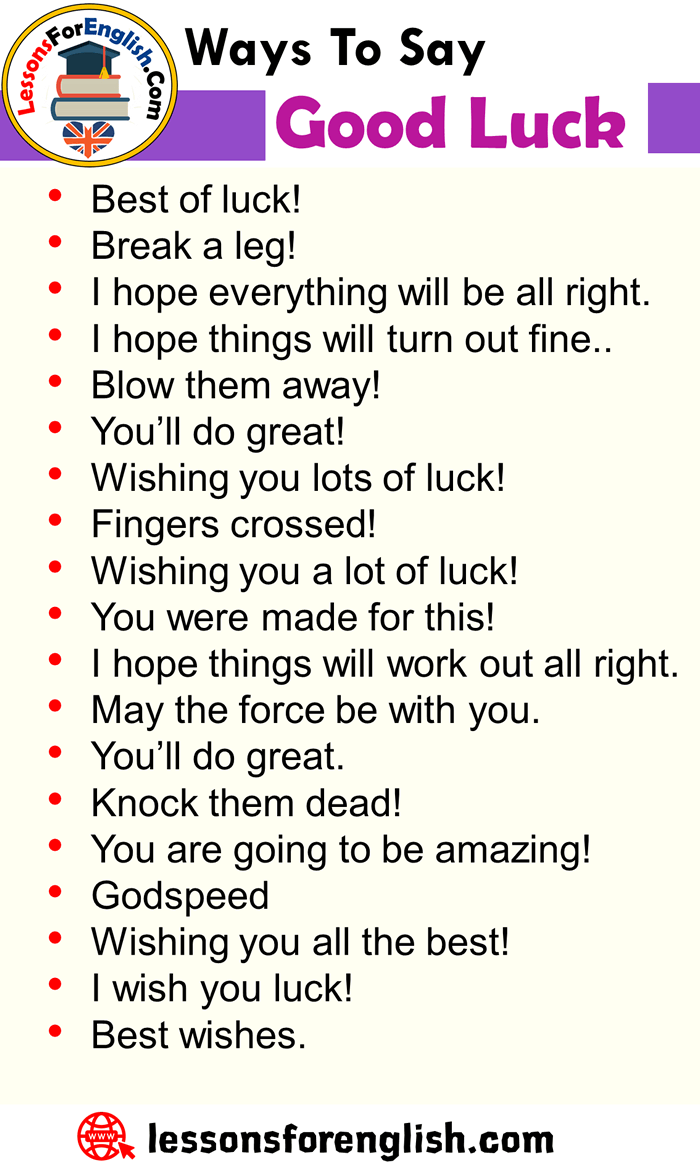 Ways To Say Good Luck English Phrases Examples Lessons For English