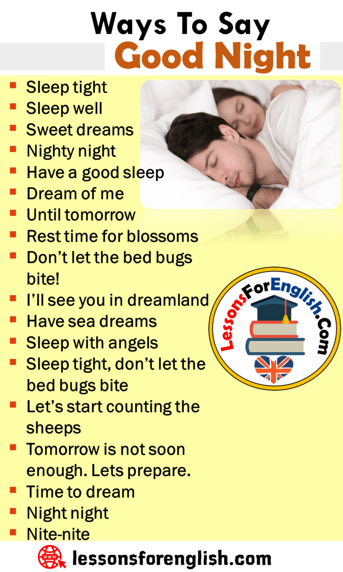 Ways To Say Good Night English Phrases Examples Lessons For English