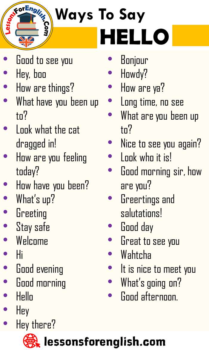 Different Ways To Say Hello In English