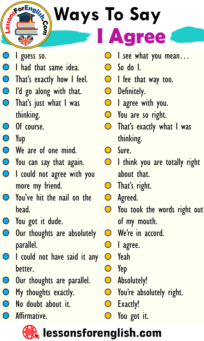 Ways To Say I Agree, English Phrases Examples