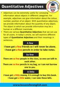 Quantitative Adjectives, Definitions and Example Sentences - Lessons ...