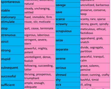 English Vocabulary, Synonym Words Starting With S