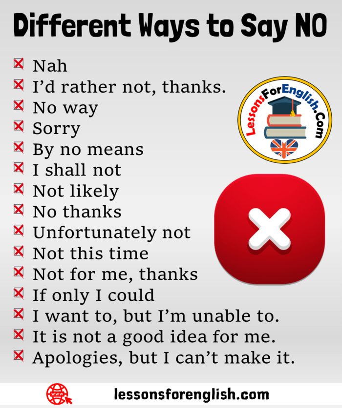  14 Different Ways To Say NO In English Lessons For English