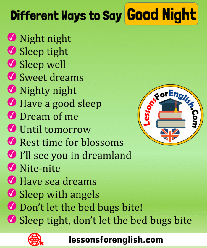 15 Different Ways To Say Good Night In English Phrases Lessons For 