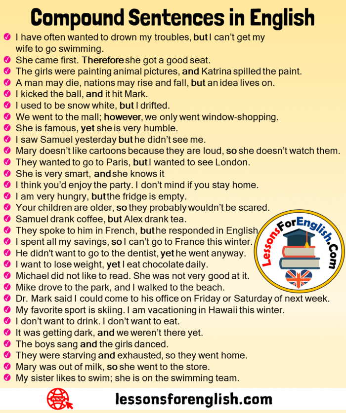 30 Compound Sentences In English Lessons For English