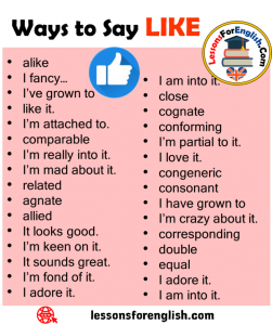 31 Ways to Say LIKE in English - Lessons For English