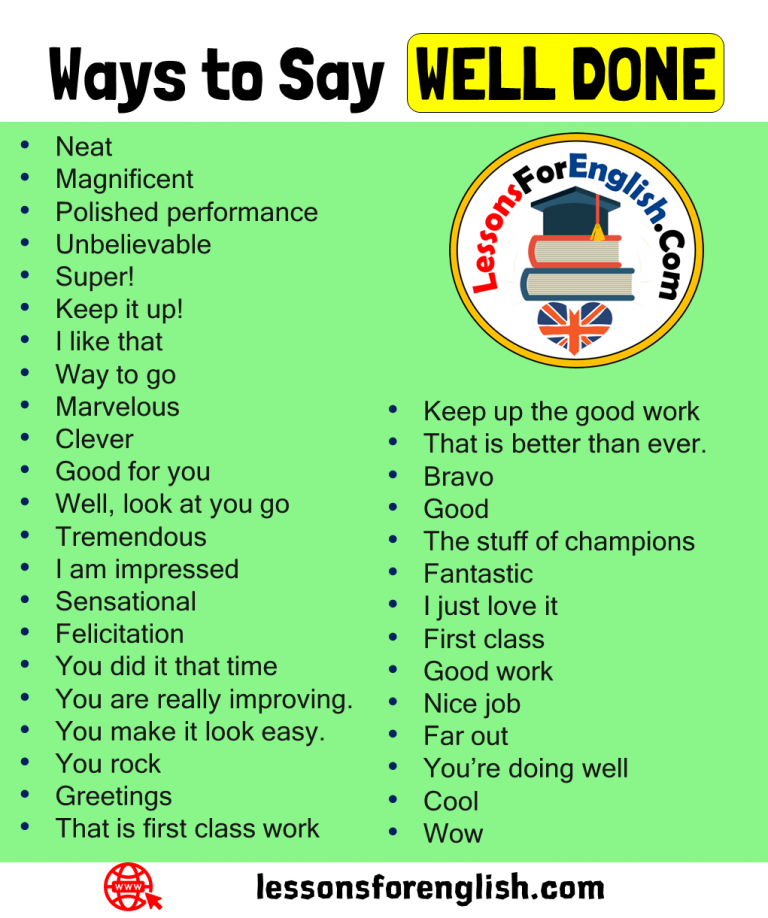 35 Ways to Say WELL DONE in English - Lessons For English