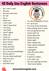 42 Daily Use English Sentences - Lessons For English