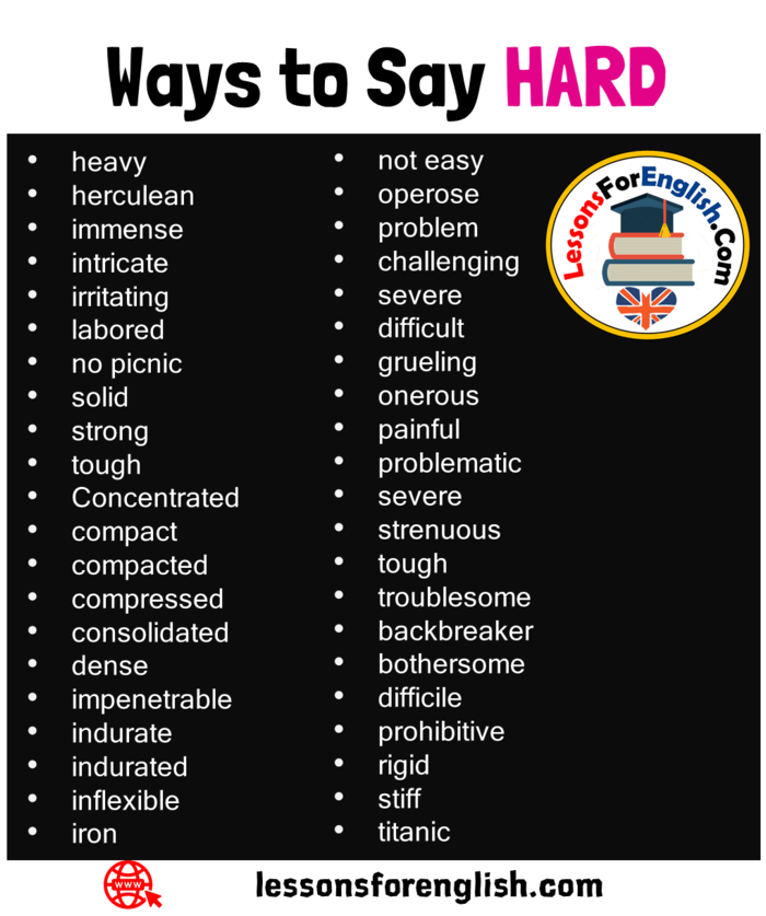 42 Ways To Say HARD In English Lessons For English