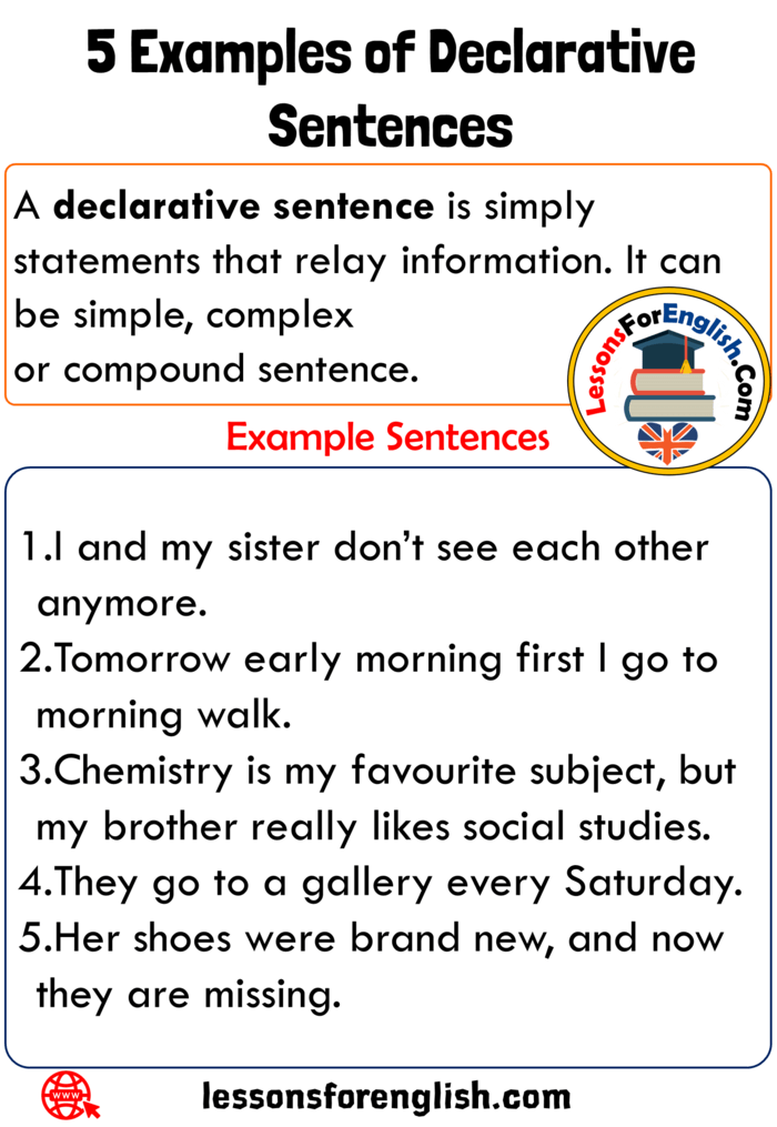 5 Examples Of Declarative Sentences In English Lessons For English