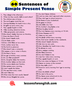 60 Sentences of Simple Present Tense - Lessons For English