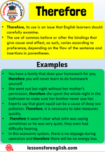 Uses Therefore, Definition and 5 Example Sentences with Therefore ...