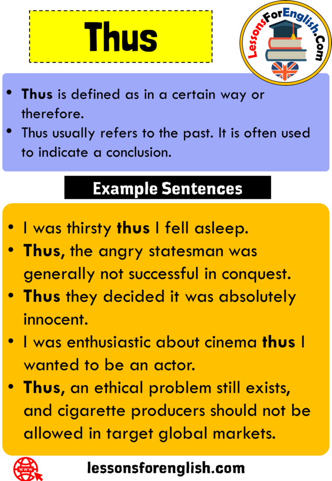 Uses Thus, Definition and 5 Example Sentences Lessons