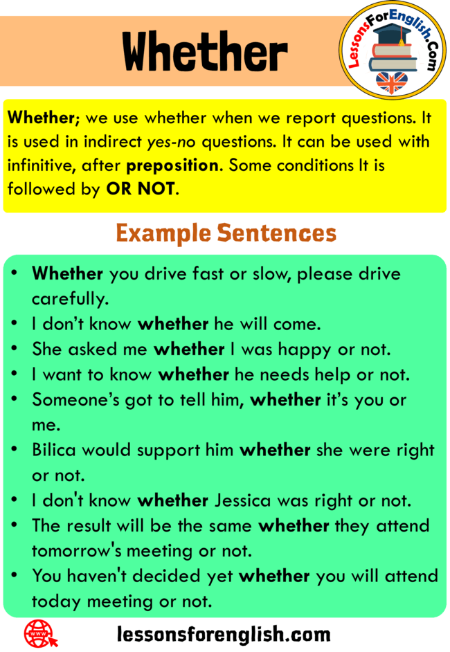 Uses Whether Definition And 9 Example Sentences With Whether Lessons 