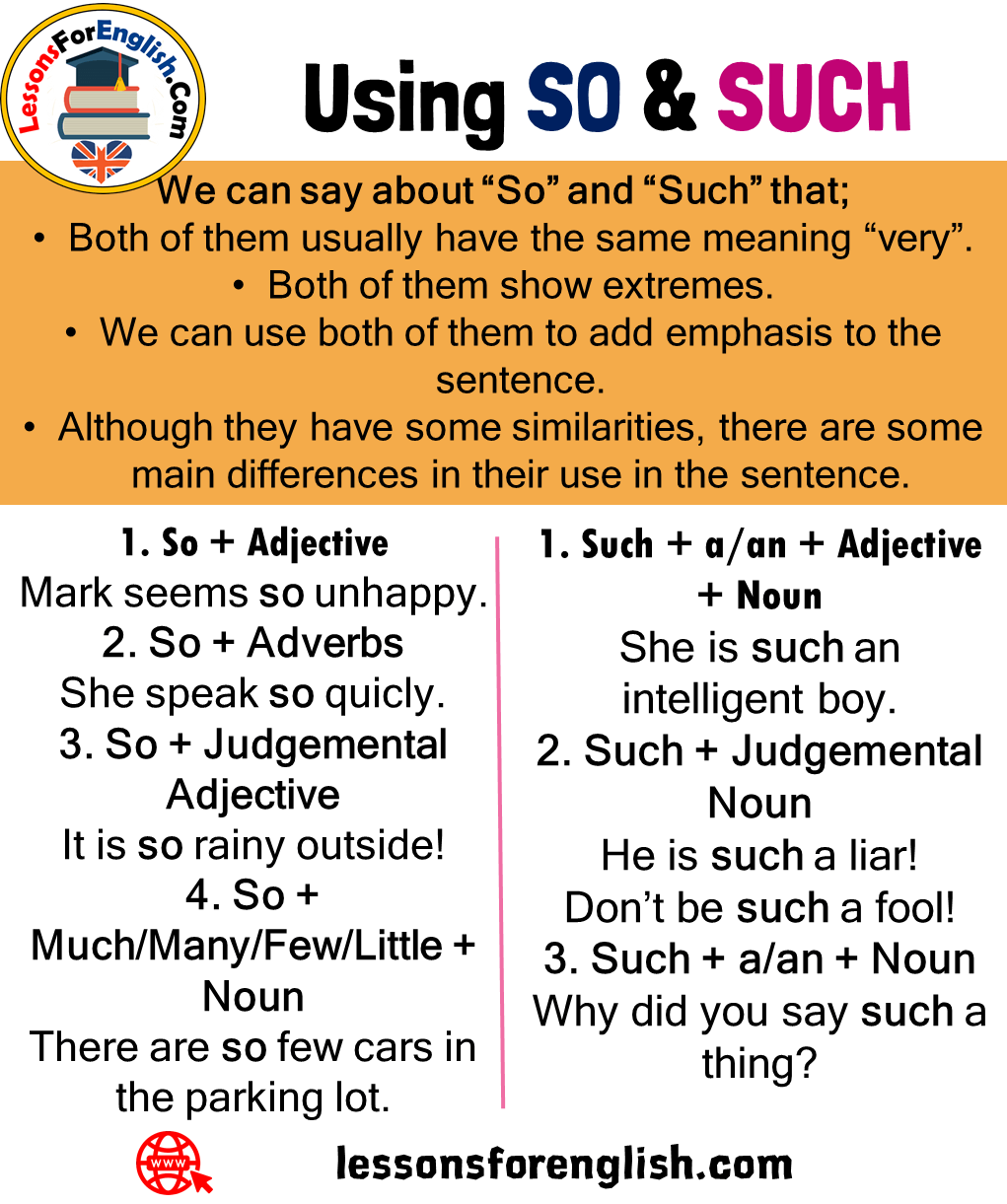 Using So And Such Definition And Examples Lessons For English