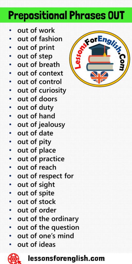 +25 Prepositional Phrases OUT in English - Lessons For English