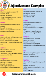 40 Adjectives, Definition and Example Sentences - Lessons For English