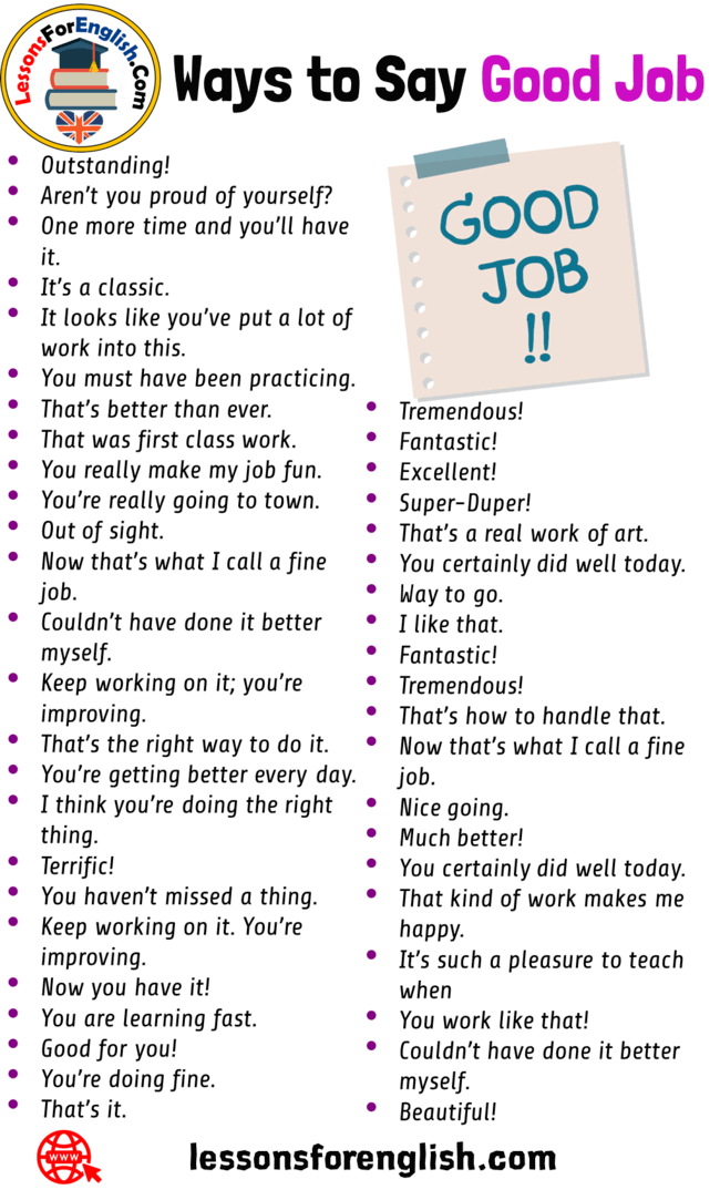 English Different Ways to Say Good Job - Lessons For English