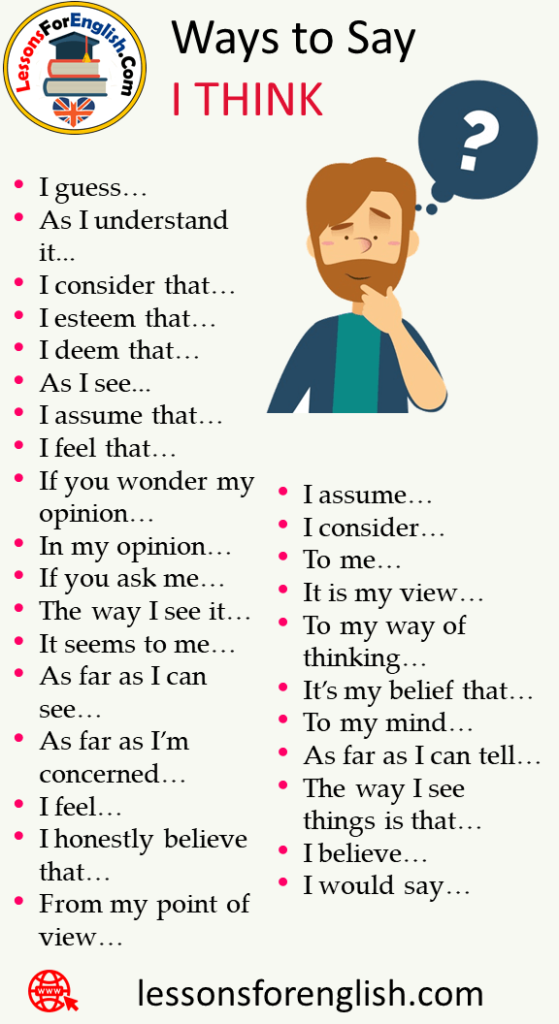 How to Say I Think in Different Ways  Lessons For English