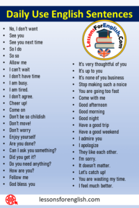 50 English Sentences Used In Daily Life - Lessons For English