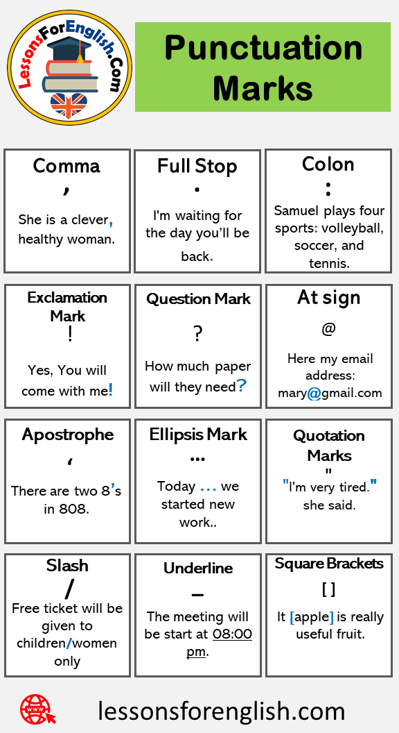 Punctuation Marks Example Sentences