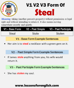 Past Tense Of Steal, Past Participle Form Of Steal, Steal Stole Stolen ...