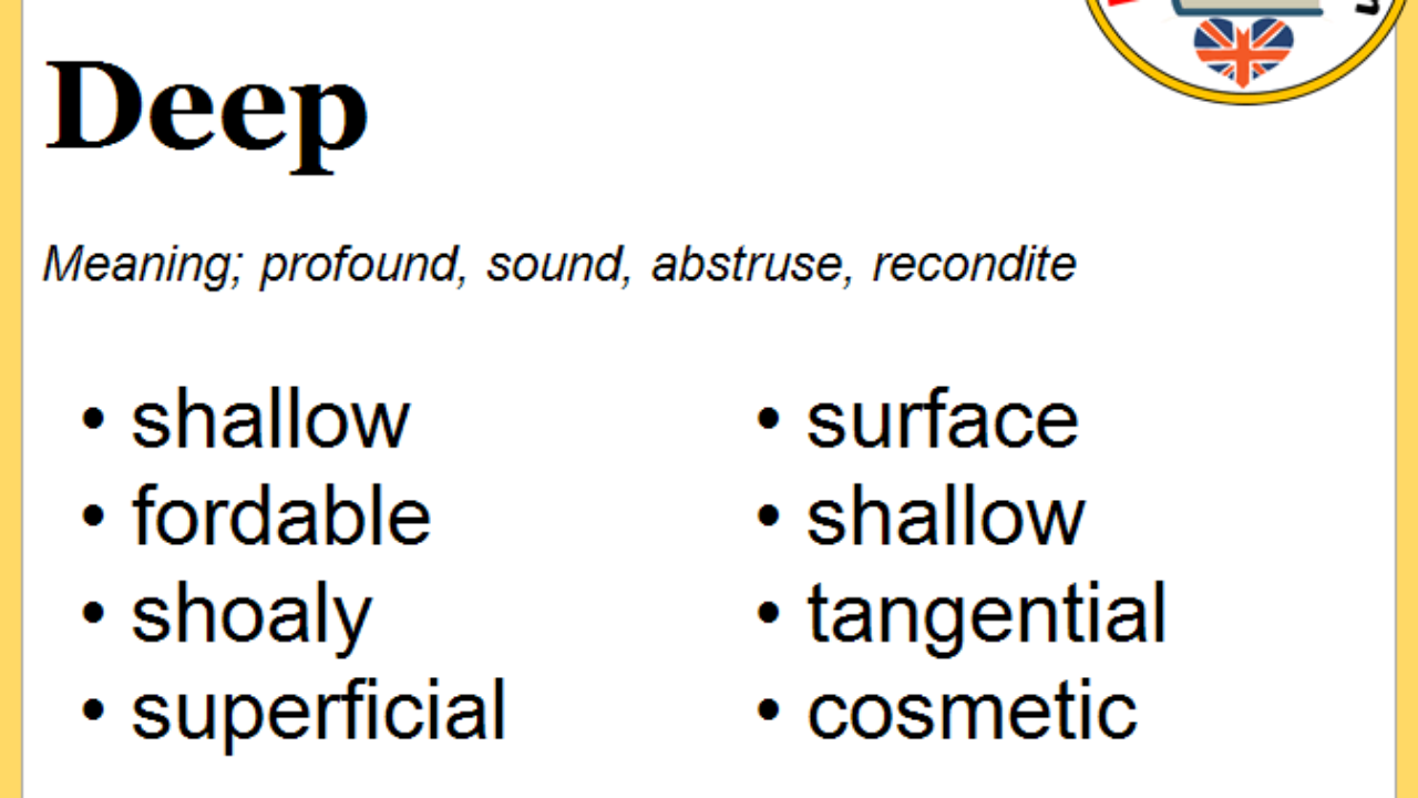 Antonyms Of Deep Opposite Of Deep In English Lessons For English